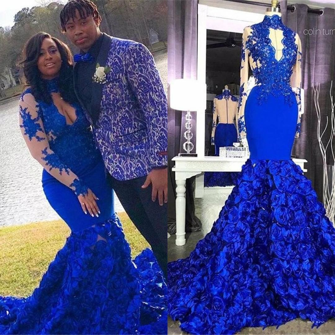 Elegant Blue Long Sleeves Off the Shoulder Split Prom Dress WD572 – Pgmdress